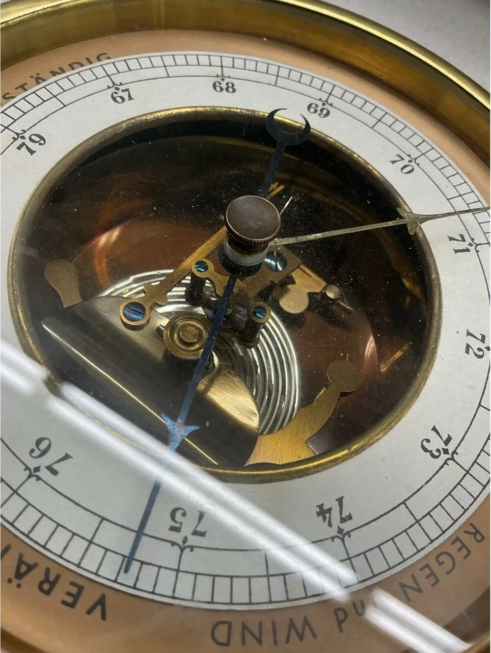 Brass aneroid barometer